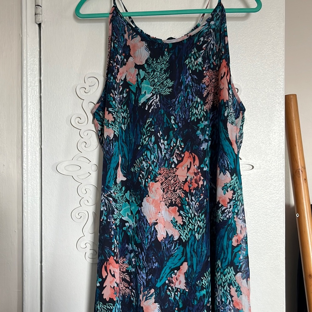 Coral reef hi-lo maxi dress